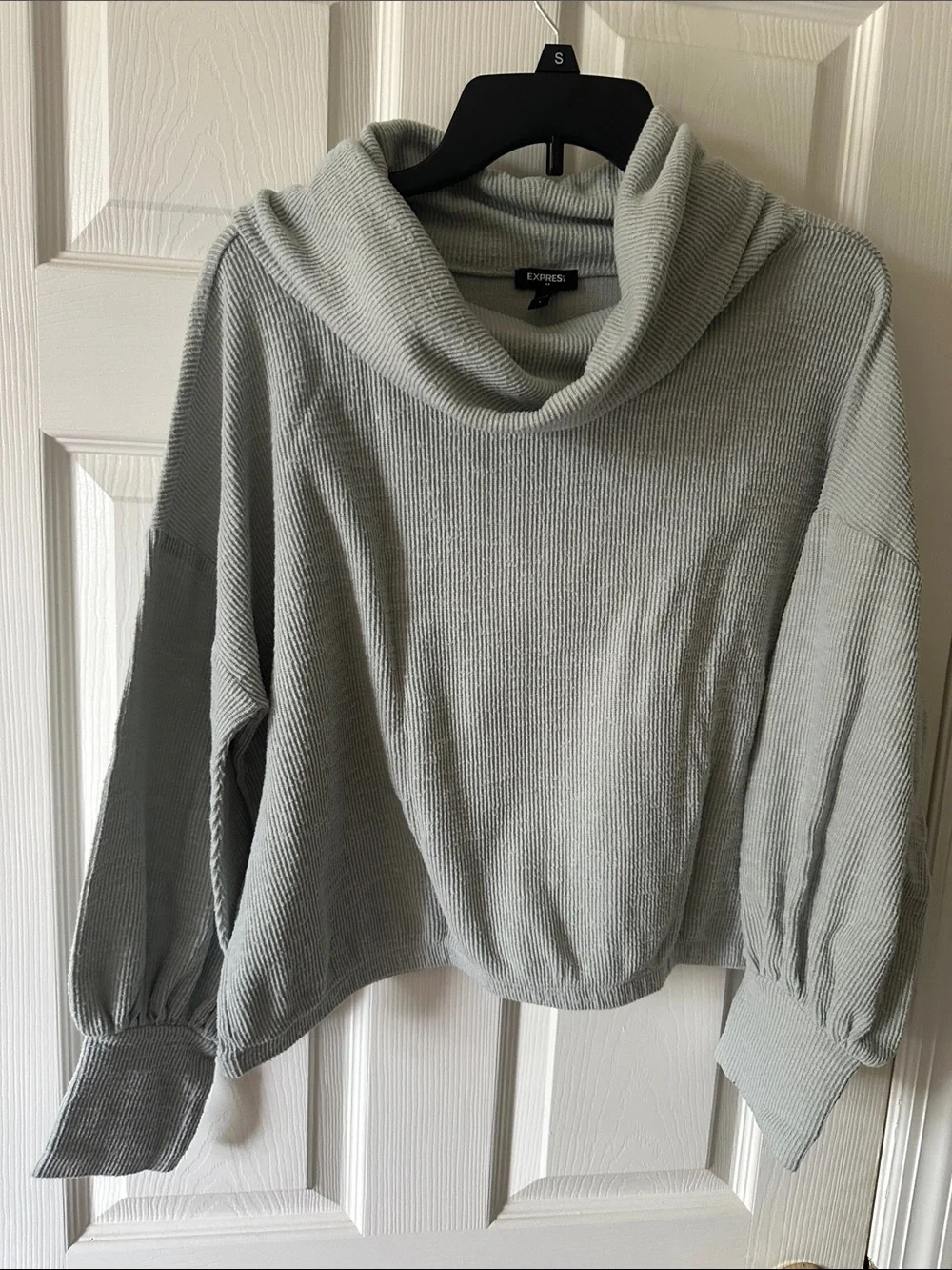Express Sage Light Gray Cowl Neck Sweater